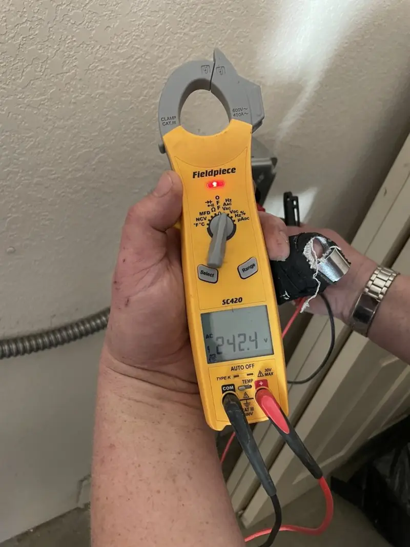 Voltage testing with clamp meter during Hot Tub / Pool Electrical Wiring in Colonial Beach